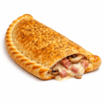 Indbagt pizza: Skinke og champignon
